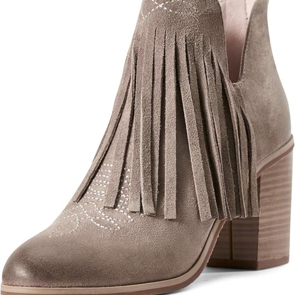 Ariat Shoes - ARIAT taupe suede fringe western  boots sz 7.5